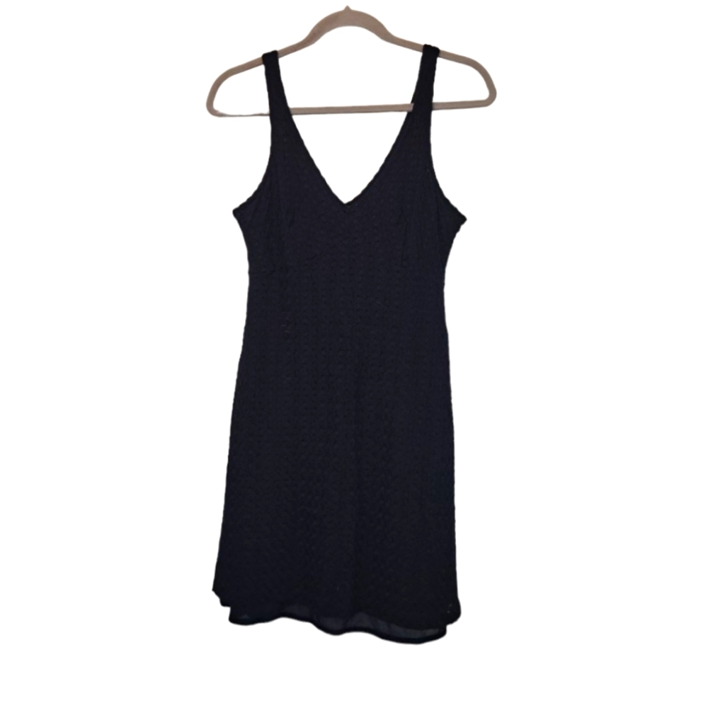 Express Tricot Black Sleeveless Textured Double V Neck Sundress Size 9/10